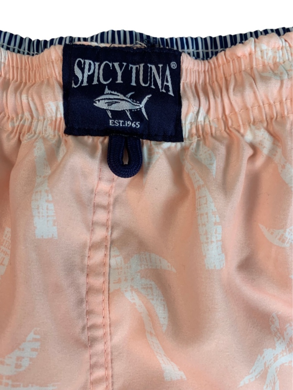 Spicy Tuna Palm Tree Tropical Swim Trunks Men's XL Vacation Beach Resortwear - Picture 8 of 10